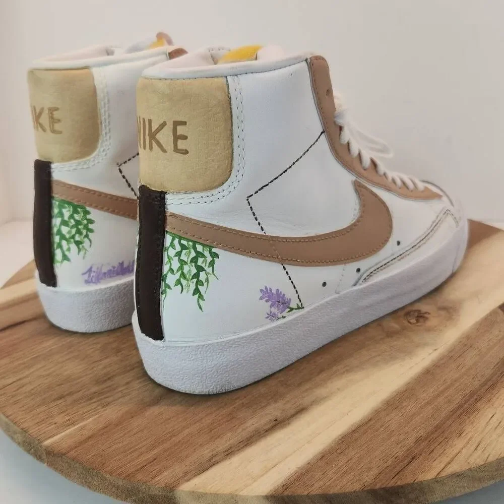 Nike Blazer '77 High-Top Sneaker Custom Painted - Women's Size 7 - Picture 5 of 13